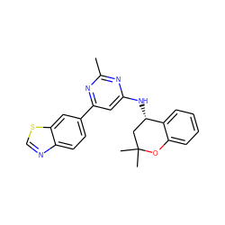 Cc1nc(N[C@H]2CC(C)(C)Oc3ccccc32)cc(-c2ccc3ncsc3c2)n1 ZINC000653663064