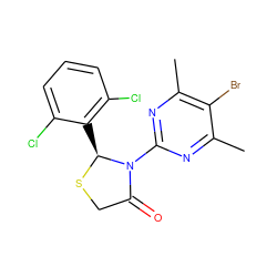 Cc1nc(N2C(=O)CS[C@H]2c2c(Cl)cccc2Cl)nc(C)c1Br ZINC000040872712