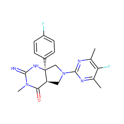 Cc1nc(N2C[C@H]3C(=O)N(C)C(=N)N[C@@]3(c3ccc(F)cc3)C2)nc(C)c1F ZINC000096173867