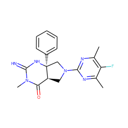 Cc1nc(N2C[C@H]3C(=O)N(C)C(=N)N[C@@]3(c3ccccc3)C2)nc(C)c1F ZINC000096173862