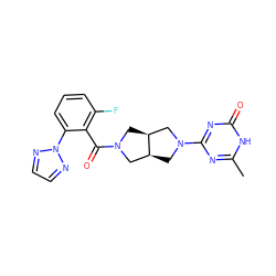 Cc1nc(N2C[C@H]3CN(C(=O)c4c(F)cccc4-n4nccn4)C[C@H]3C2)nc(=O)[nH]1 ZINC000149376526