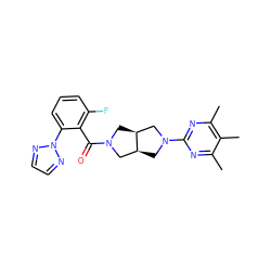 Cc1nc(N2C[C@H]3CN(C(=O)c4c(F)cccc4-n4nccn4)C[C@H]3C2)nc(C)c1C ZINC000116824752