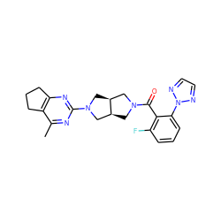 Cc1nc(N2C[C@H]3CN(C(=O)c4c(F)cccc4-n4nccn4)C[C@H]3C2)nc2c1CCC2 ZINC000116823557