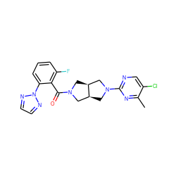 Cc1nc(N2C[C@H]3CN(C(=O)c4c(F)cccc4-n4nccn4)C[C@H]3C2)ncc1Cl ZINC000116826538