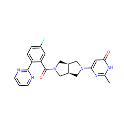 Cc1nc(N2C[C@H]3CN(C(=O)c4cc(F)ccc4-c4ncccn4)C[C@H]3C2)cc(=O)[nH]1 ZINC000116822875