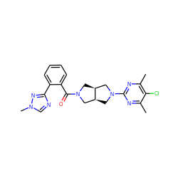 Cc1nc(N2C[C@H]3CN(C(=O)c4ccccc4-c4ncn(C)n4)C[C@H]3C2)nc(C)c1Cl ZINC000116828300