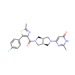 Cc1nc(N2C[C@H]3CN(C(=O)c4nc(C)sc4-c4ccc(F)cc4)C[C@H]3C2)cc(=O)[nH]1 ZINC000167099789