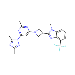 Cc1nc(N2CC(c3nc4c(C(F)(F)F)cccc4n3C)C2)cc(-n2nc(C)nc2C)n1 ZINC000205351712