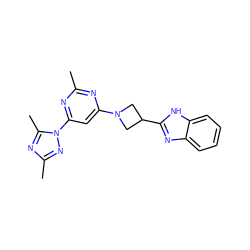 Cc1nc(N2CC(c3nc4ccccc4[nH]3)C2)cc(-n2nc(C)nc2C)n1 ZINC000143106199