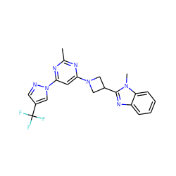 Cc1nc(N2CC(c3nc4ccccc4n3C)C2)cc(-n2cc(C(F)(F)F)cn2)n1 ZINC000143096786