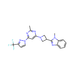 Cc1nc(N2CC(c3nc4ccccc4n3C)C2)cc(-n2ccc(C(F)(F)F)n2)n1 ZINC000143070189