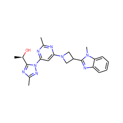 Cc1nc(N2CC(c3nc4ccccc4n3C)C2)cc(-n2nc(C)nc2[C@@H](C)O)n1 ZINC000207179581