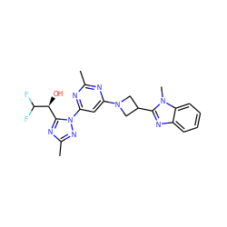 Cc1nc(N2CC(c3nc4ccccc4n3C)C2)cc(-n2nc(C)nc2[C@H](O)C(F)F)n1 ZINC000207185489