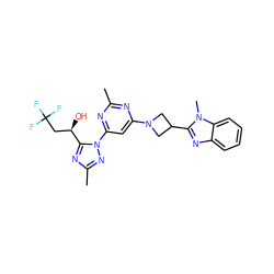 Cc1nc(N2CC(c3nc4ccccc4n3C)C2)cc(-n2nc(C)nc2[C@H](O)CC(F)(F)F)n1 ZINC000207196895