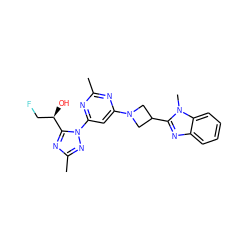 Cc1nc(N2CC(c3nc4ccccc4n3C)C2)cc(-n2nc(C)nc2[C@H](O)CF)n1 ZINC000207185607