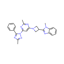 Cc1nc(N2CC(c3nc4ccccc4n3C)C2)cc(-n2nc(C)nc2-c2ccccc2)n1 ZINC000143071451