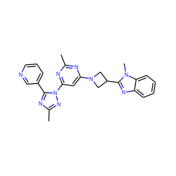 Cc1nc(N2CC(c3nc4ccccc4n3C)C2)cc(-n2nc(C)nc2-c2cccnc2)n1 ZINC000143070402