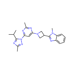 Cc1nc(N2CC(c3nc4ccccc4n3C)C2)cc(-n2nc(C)nc2C(C)C)n1 ZINC000143122062