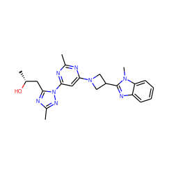 Cc1nc(N2CC(c3nc4ccccc4n3C)C2)cc(-n2nc(C)nc2C[C@@H](C)O)n1 ZINC000143121544