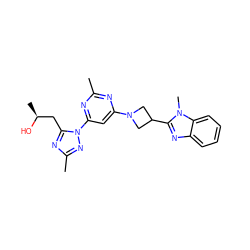 Cc1nc(N2CC(c3nc4ccccc4n3C)C2)cc(-n2nc(C)nc2C[C@H](C)O)n1 ZINC000143122694