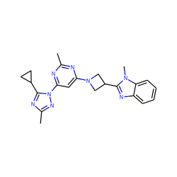 Cc1nc(N2CC(c3nc4ccccc4n3C)C2)cc(-n2nc(C)nc2C2CC2)n1 ZINC000143123350