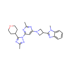 Cc1nc(N2CC(c3nc4ccccc4n3C)C2)cc(-n2nc(C)nc2C2CCOCC2)n1 ZINC000143121846