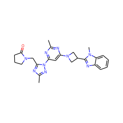 Cc1nc(N2CC(c3nc4ccccc4n3C)C2)cc(-n2nc(C)nc2CN2CCCC2=O)n1 ZINC000143070679