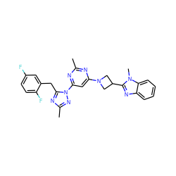 Cc1nc(N2CC(c3nc4ccccc4n3C)C2)cc(-n2nc(C)nc2Cc2cc(F)ccc2F)n1 ZINC000141617305