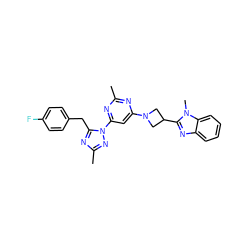 Cc1nc(N2CC(c3nc4ccccc4n3C)C2)cc(-n2nc(C)nc2Cc2ccc(F)cc2)n1 ZINC000205326148