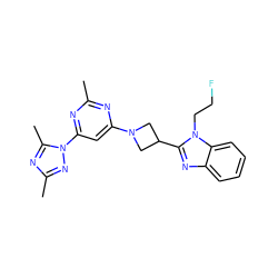 Cc1nc(N2CC(c3nc4ccccc4n3CCF)C2)cc(-n2nc(C)nc2C)n1 ZINC000143130436