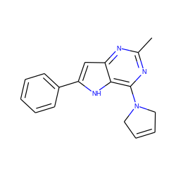 Cc1nc(N2CC=CC2)c2[nH]c(-c3ccccc3)cc2n1 ZINC000013834992