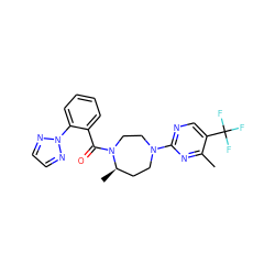 Cc1nc(N2CC[C@@H](C)N(C(=O)c3ccccc3-n3nccn3)CC2)ncc1C(F)(F)F ZINC000116773269