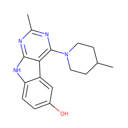 Cc1nc(N2CCC(C)CC2)c2c(n1)[nH]c1ccc(O)cc12 ZINC000221386272