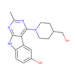 Cc1nc(N2CCC(CO)CC2)c2c(n1)[nH]c1ccc(O)cc12 ZINC000653634138