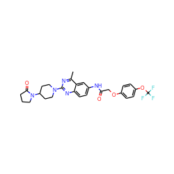 Cc1nc(N2CCC(N3CCCC3=O)CC2)nc2ccc(NC(=O)COc3ccc(OC(F)(F)F)cc3)cc12 ZINC000084596141