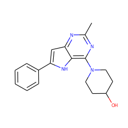 Cc1nc(N2CCC(O)CC2)c2[nH]c(-c3ccccc3)cc2n1 ZINC000013835011