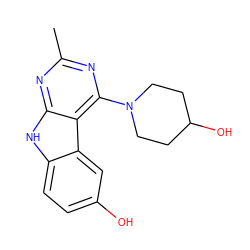 Cc1nc(N2CCC(O)CC2)c2c(n1)[nH]c1ccc(O)cc12 ZINC000221387739