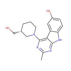 Cc1nc(N2CCC[C@@H](CO)C2)c2c(n1)[nH]c1ccc(O)cc12 ZINC000653631611