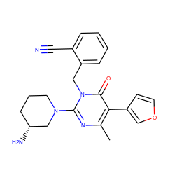 Cc1nc(N2CCC[C@@H](N)C2)n(Cc2ccccc2C#N)c(=O)c1-c1ccoc1 ZINC000038319085