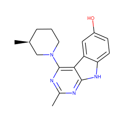 Cc1nc(N2CCC[C@H](C)C2)c2c(n1)[nH]c1ccc(O)cc12 ZINC000221386614