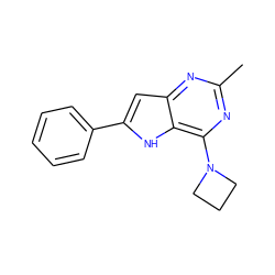 Cc1nc(N2CCC2)c2[nH]c(-c3ccccc3)cc2n1 ZINC000013834989