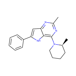 Cc1nc(N2CCCC[C@@H]2C)c2[nH]c(-c3ccccc3)cc2n1 ZINC000100867667