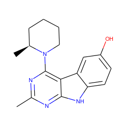 Cc1nc(N2CCCC[C@@H]2C)c2c(n1)[nH]c1ccc(O)cc12 ZINC000221386907