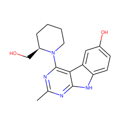 Cc1nc(N2CCCC[C@@H]2CO)c2c(n1)[nH]c1ccc(O)cc12 ZINC000653667444