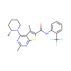 Cc1nc(N2CCCC[C@H]2C)c2c(C)c(C(=O)Nc3ccccc3C(F)(F)F)sc2n1 ZINC000002924386