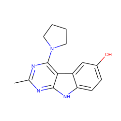 Cc1nc(N2CCCC2)c2c(n1)[nH]c1ccc(O)cc12 ZINC000221387173