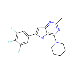 Cc1nc(N2CCCCC2)c2[nH]c(-c3cc(F)c(F)c(F)c3)cc2n1 ZINC000013834967