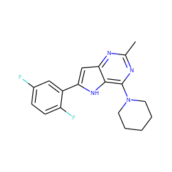 Cc1nc(N2CCCCC2)c2[nH]c(-c3cc(F)ccc3F)cc2n1 ZINC000013834963