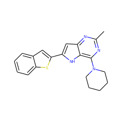 Cc1nc(N2CCCCC2)c2[nH]c(-c3cc4ccccc4s3)cc2n1 ZINC000013834986