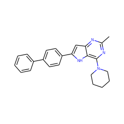 Cc1nc(N2CCCCC2)c2[nH]c(-c3ccc(-c4ccccc4)cc3)cc2n1 ZINC000013834962